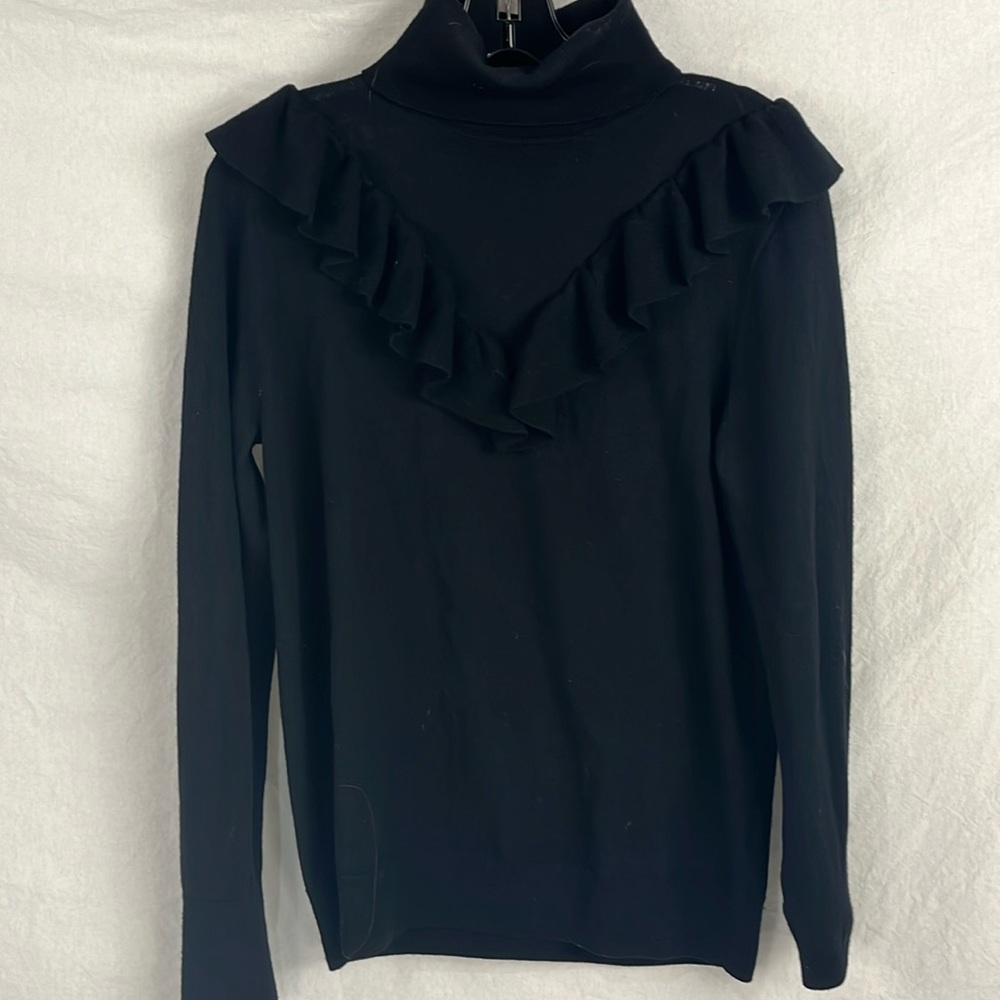 J Crew Ruffle Turtle Neck Medium - image 2